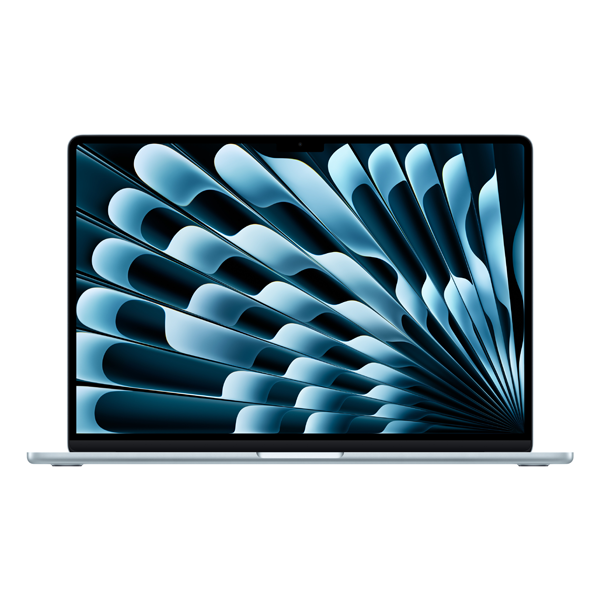 MacBook-Air-2025-15-Bleu-Ciel-1 MacBook Air 2025 - 15 pouces / Apple M4 / 10-core CPU, 10-core GPU / 16GB / 256GB SSD / Qwerty / Bleu ciel – Image 1