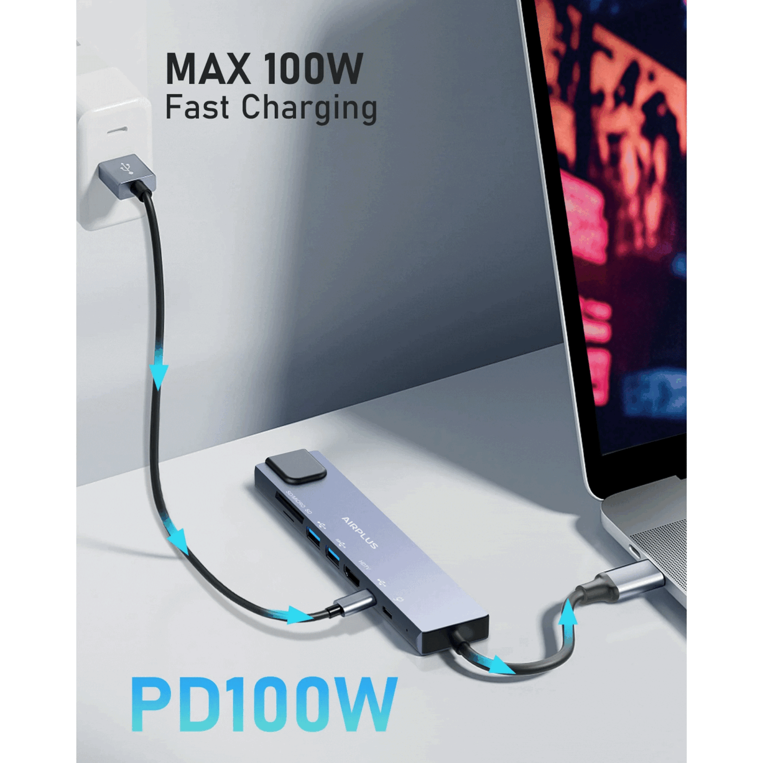 Adaptateur USB-C Hub 8 en 1 - Airplus 2 Adaptateur USB-C Hub 8 en 1 - Maroc