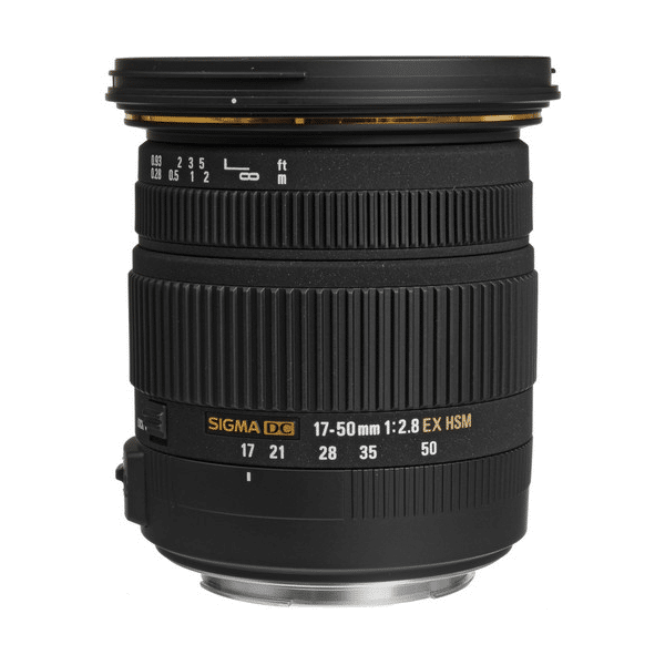 a black camera lens with white text